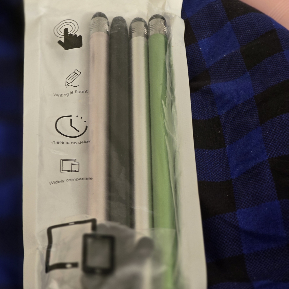 STYLUS Silver Black Green Pink Touchscreen Stylus Pens - 4 Pack